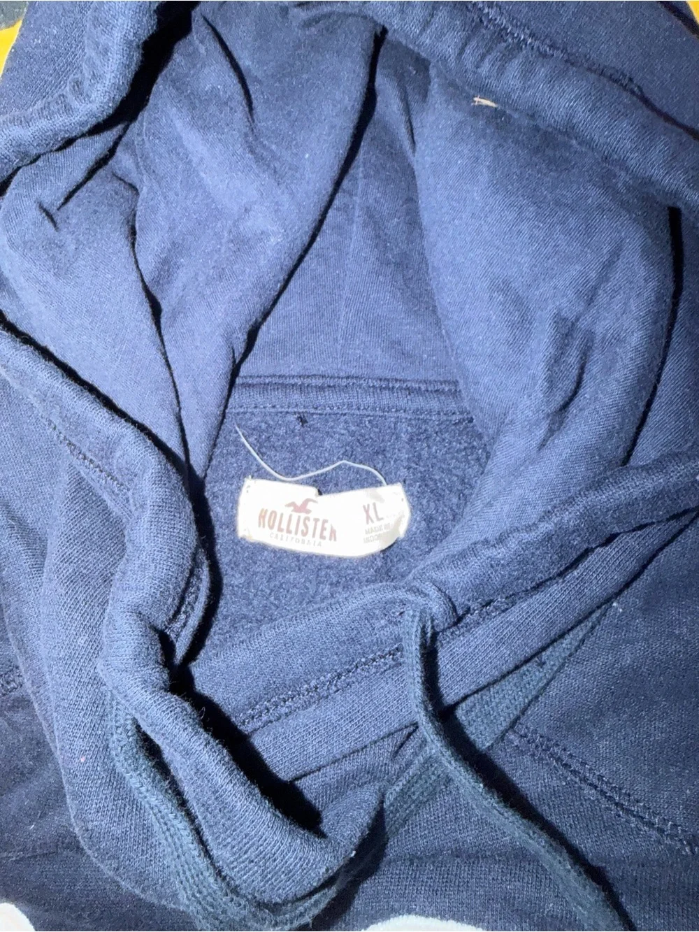Hollister Dark Blue Pullover Hoodie with Drawstring